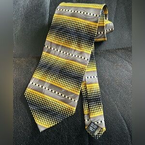 DiMaggio Stylish Yellow, Grey, Black and White Silk Necktie